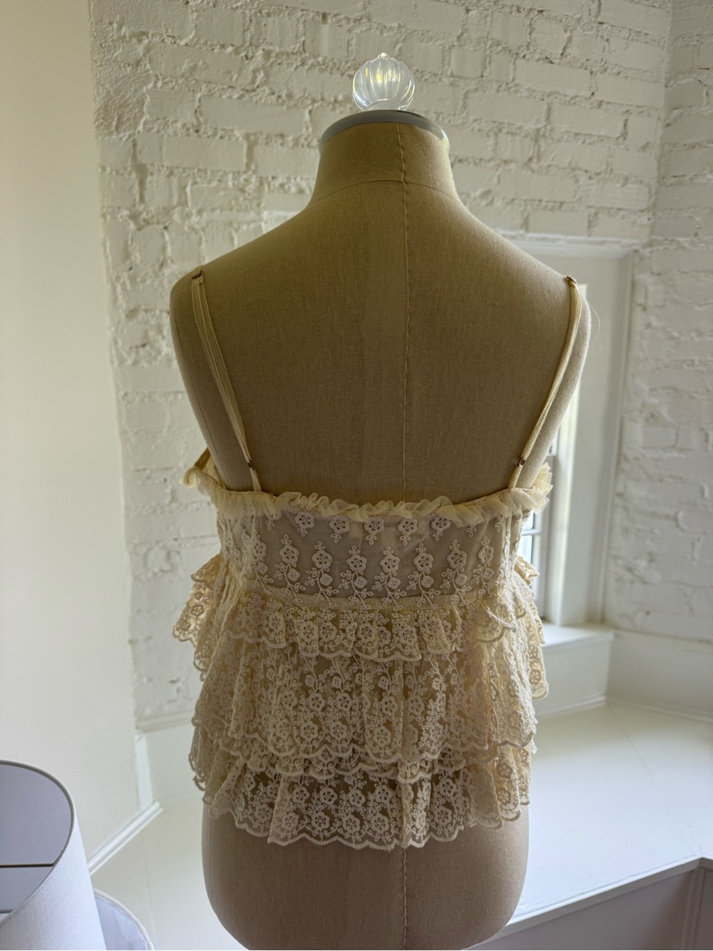 LoveShackFancy Cream Lace Tiered Ruffle Cami - Picture 4 of 5